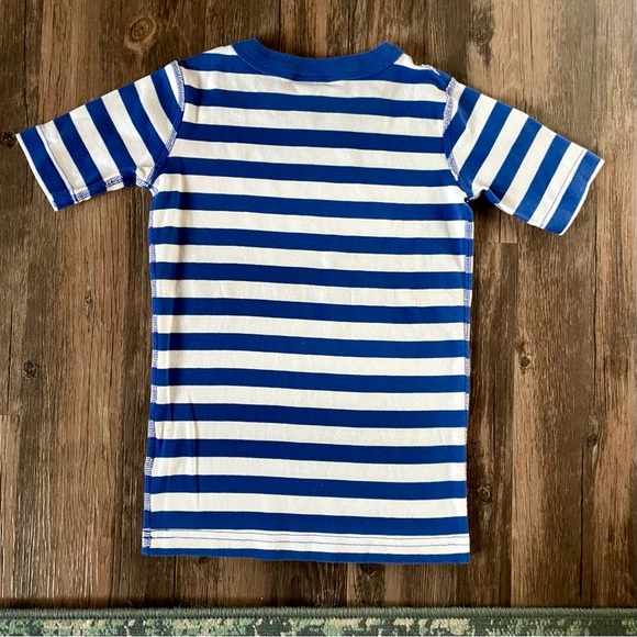 Hanna Andersson Blue & White Short Sleeve PJ Pajama Top Shirt Sz 6-7 Organic - Picture 5 of 5